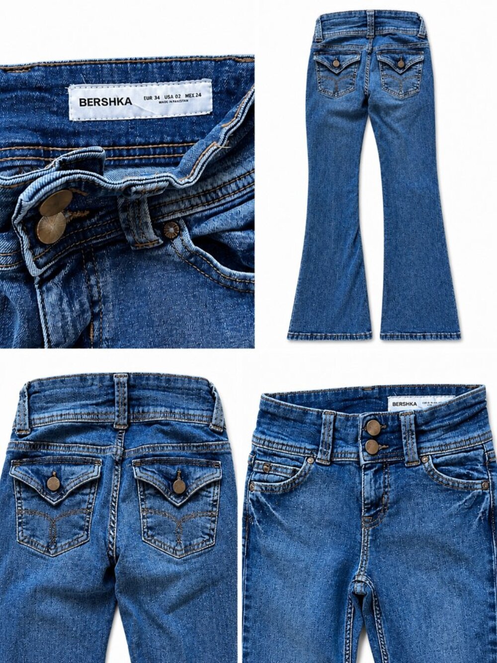 Bershka Low Rise Boot Cut Jeans With Flap Pockets ✨ Y2K Bootcut Denim ✨ Size US